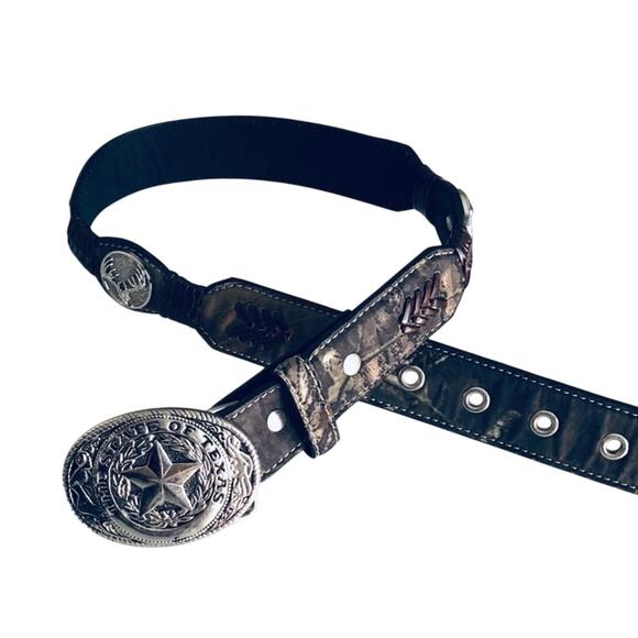 Boy's SZ 22 Nocona Texas Belt Buckle Camo & Leather - Picture 1 of 7